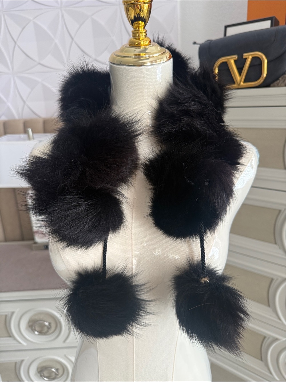 Real Fox fur scarf black fox